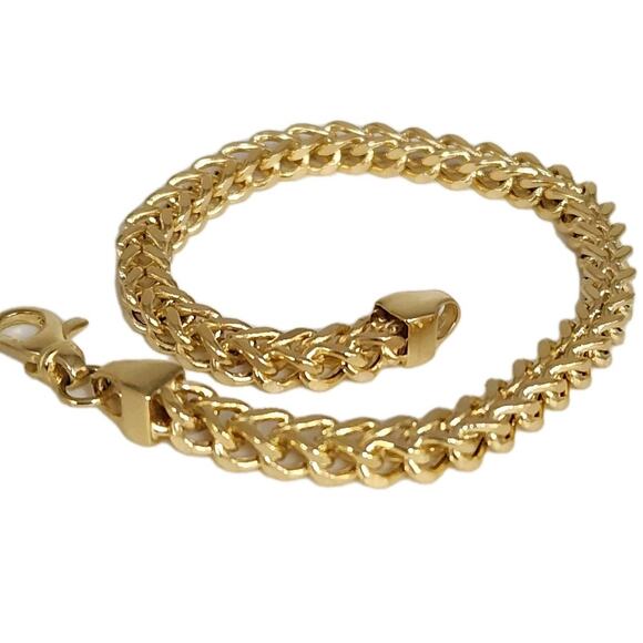 10k Yellow Gold Wheat Chain Bracelet 7.2" - Picture 1 of 7